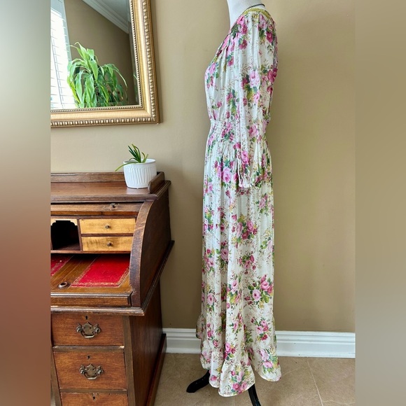 Aratta Silvent Journey Softness Floral Embroidered Maxi Dress V-Neck Size S - Picture 6 of 12